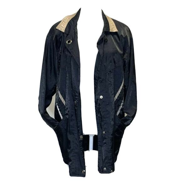 Braetan Bt2 women Black Gold Collar Rain Windbreaker Jacket Coat sz small - Picture 6 of 12